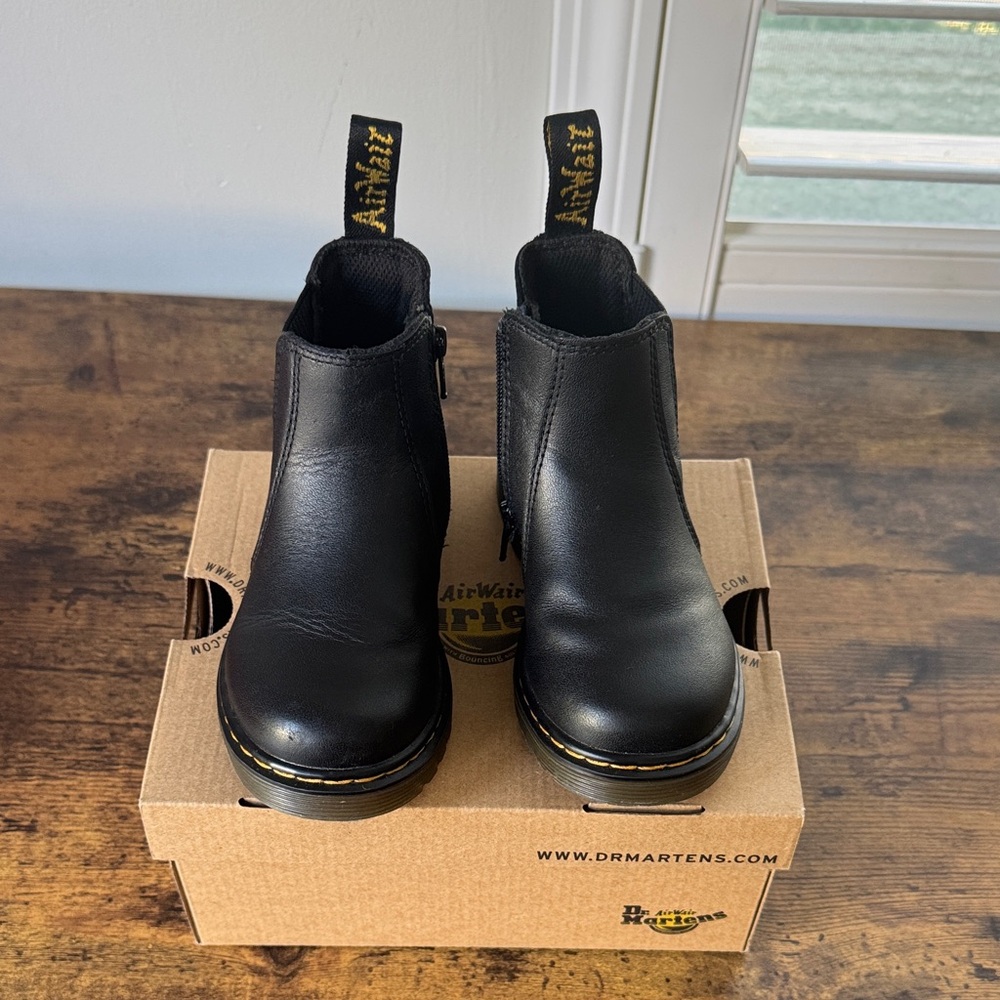 Dr. Martens Kids Black Leather Boots